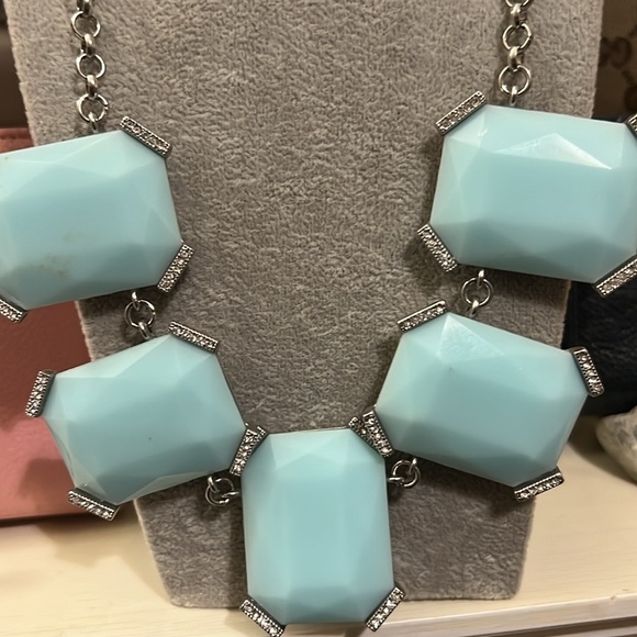 Banana Republic Turquoise Tone & Rhinestone Necklace with tag - Picture 4 of 9